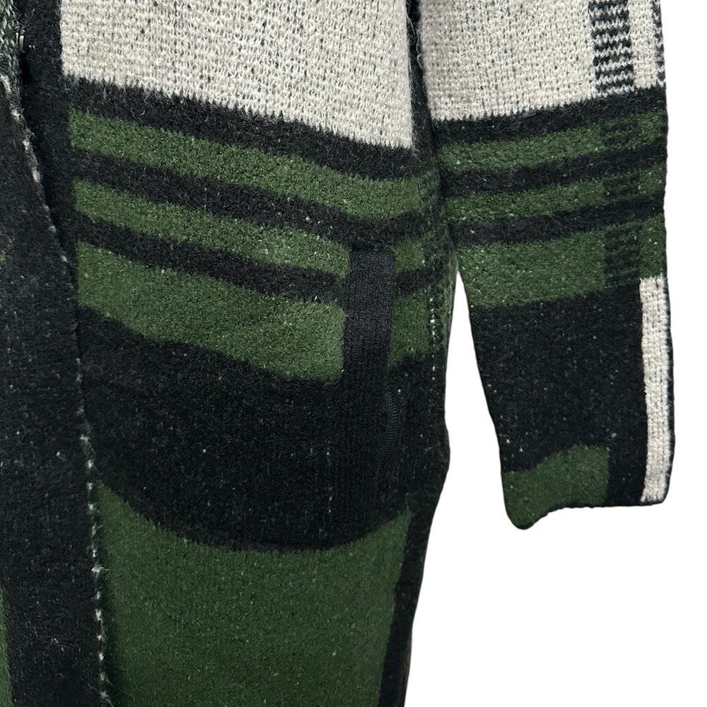 JOSEPH A / Black Green Cream Plaid Long sweater / Small / Preppy Bohemian Fall - Picture 7 of 15